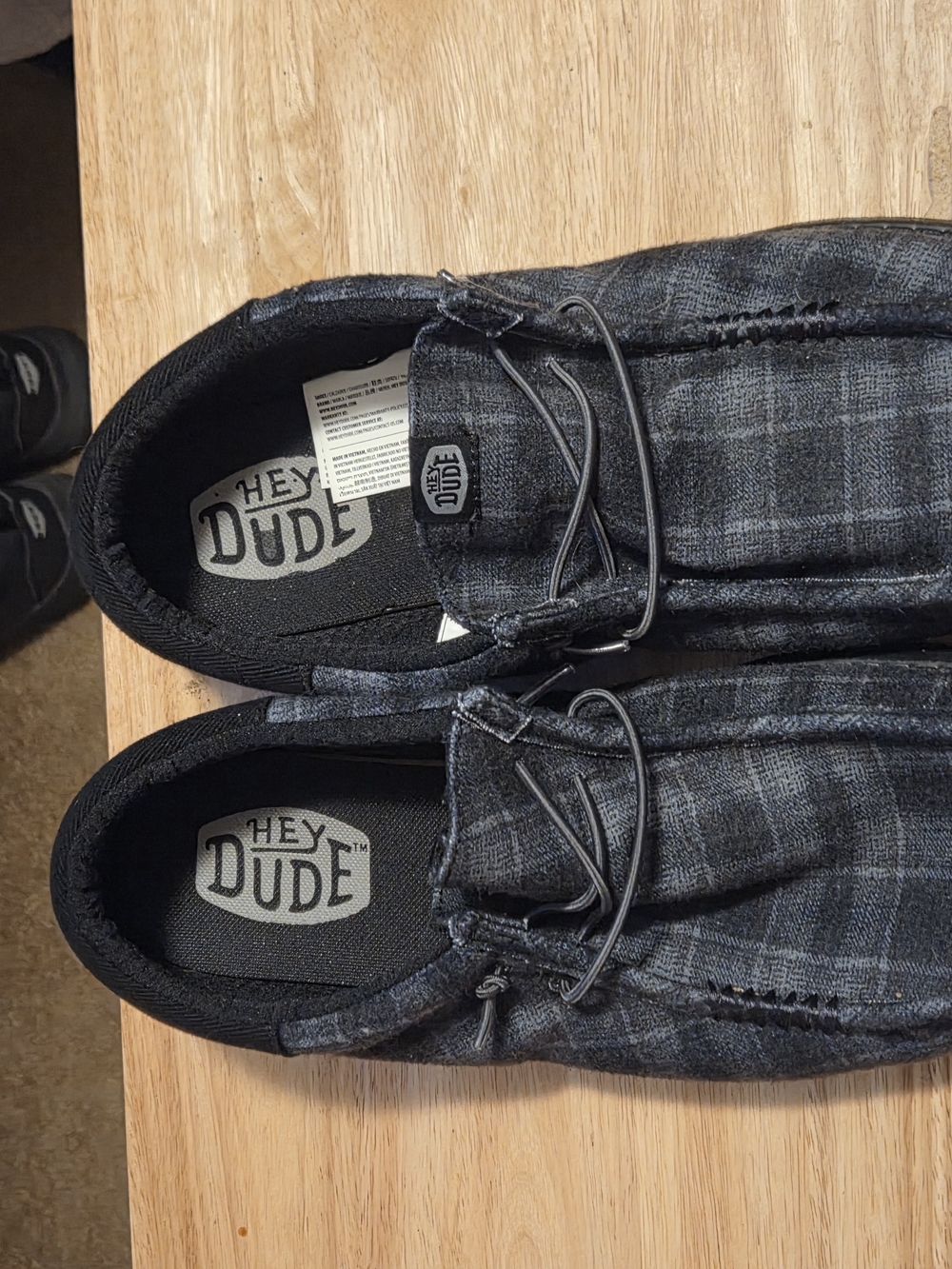 Hey Dude Men's Black Plaid Wally Casual Shoes
